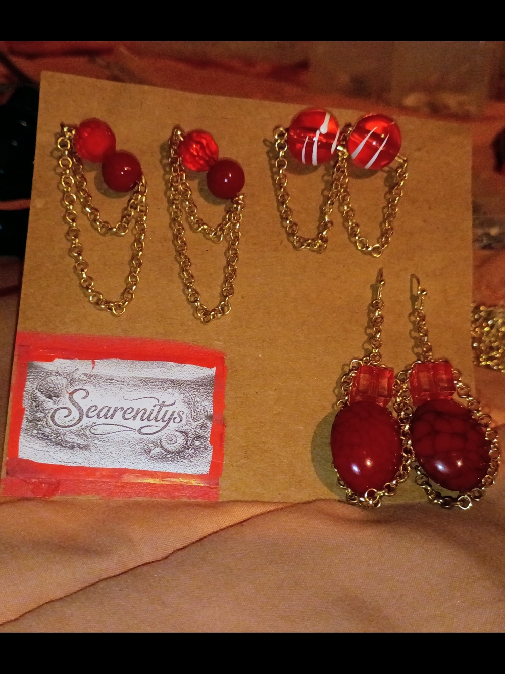 Serenity Red Gold Chain Earrings Collection